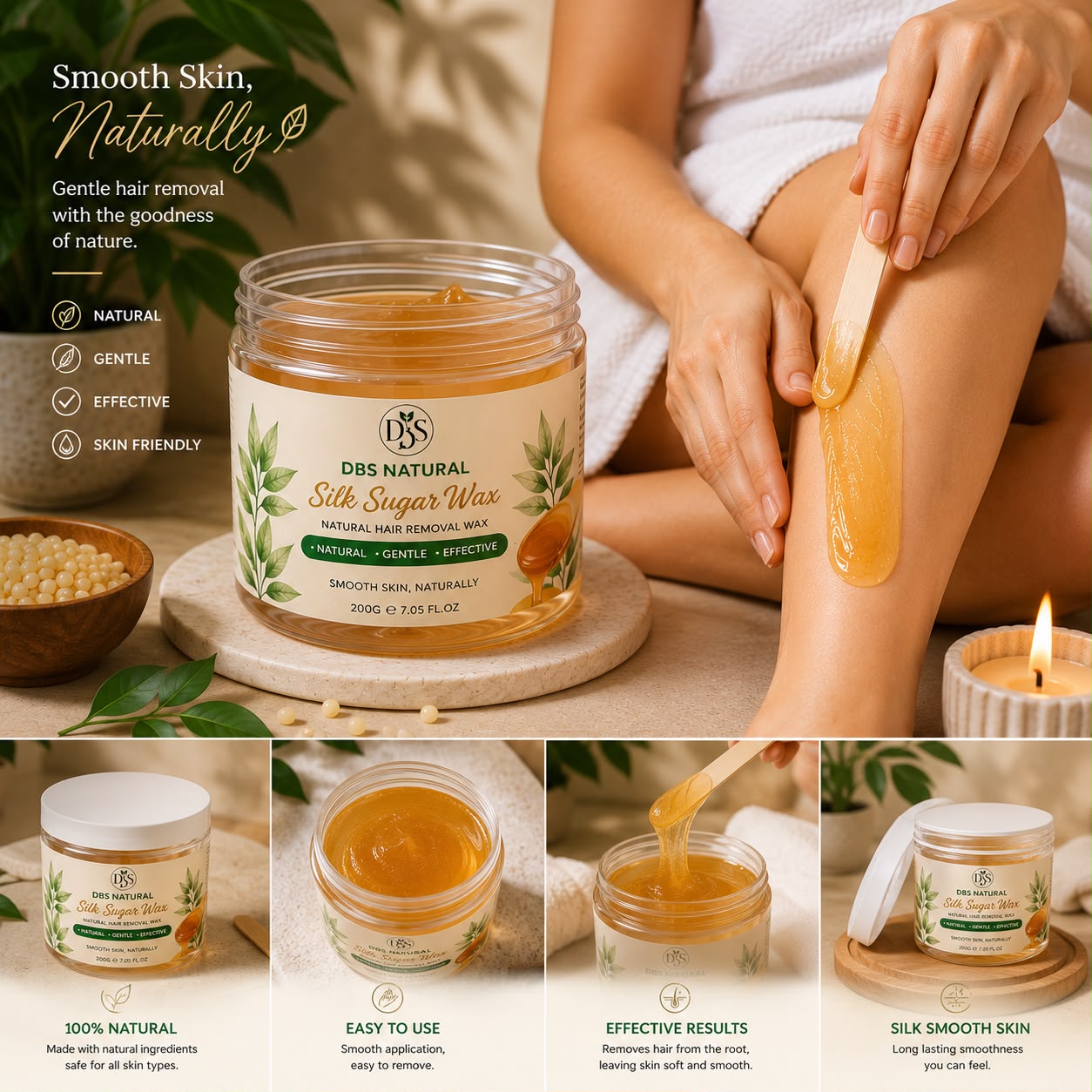DBS Natural Hair Removal Sugar Wax (250ml)