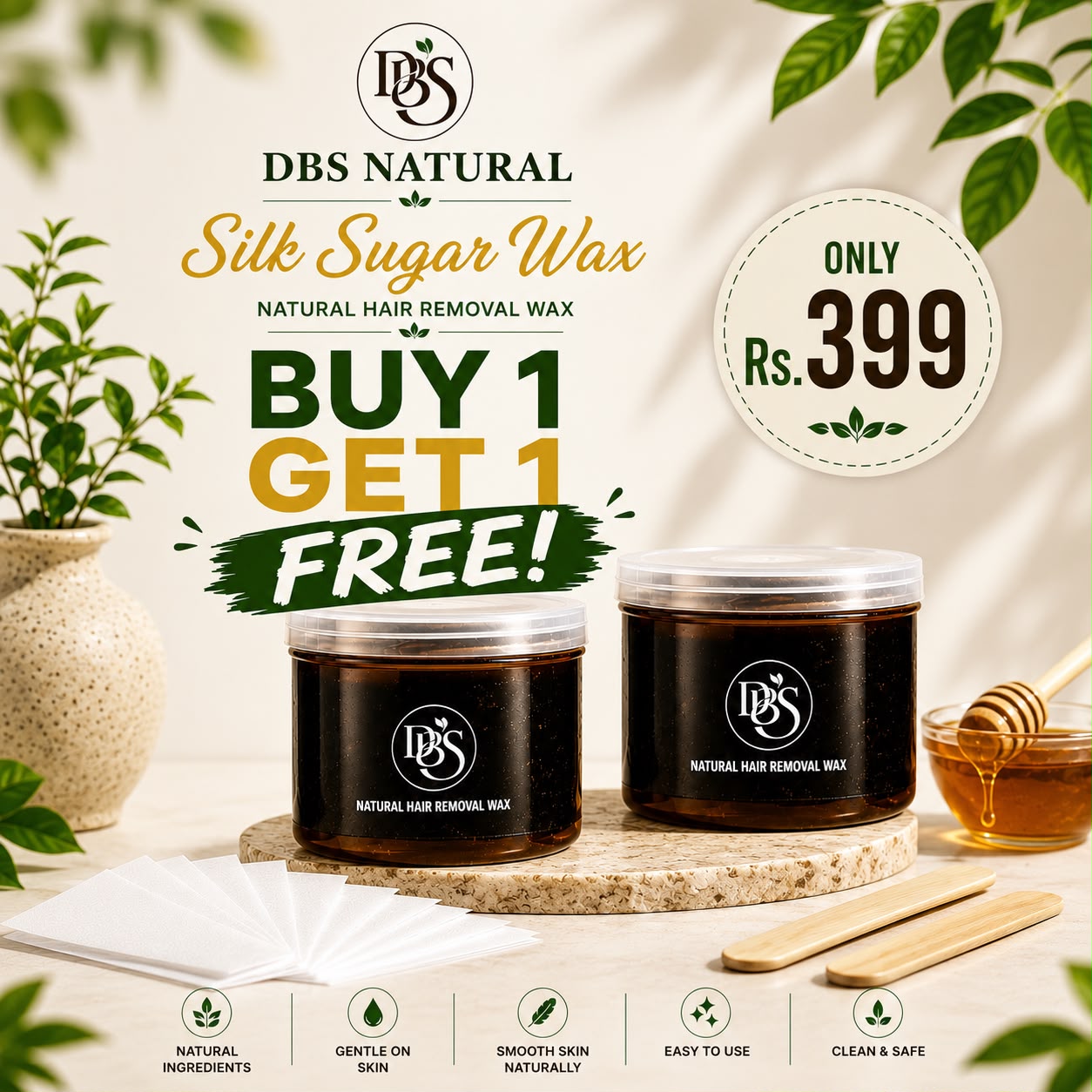 DBS Natural Silk Sugar Wax   BUY 1 GET 1 FREE